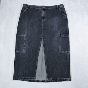 Old Navy Denim Maxi Skirt‎ Drapery Denim Blue Modest Western Women's Size 18